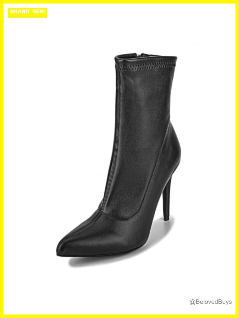 Pointed Toe Stiletto Heel Ankle Boots Side Zipper Suede Faux Leather Booties